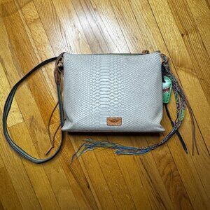 Viva Consuela Downtown Snakeskin Embossed Leather Crossbody Bag